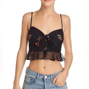 For Love And Lemons Cherry Twist Crop Top